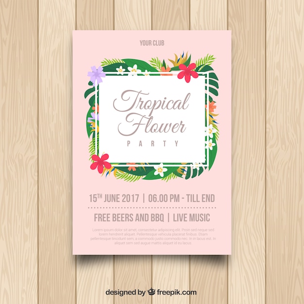 Pink tropical flower poster