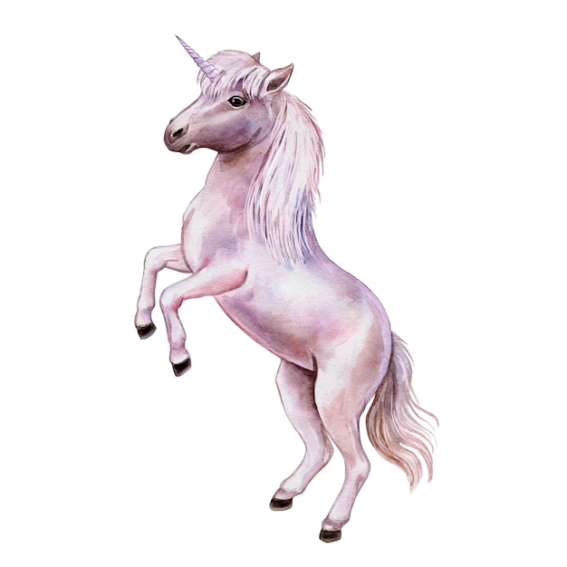 Download Pink unicorn. watercolor Vector | Premium Download