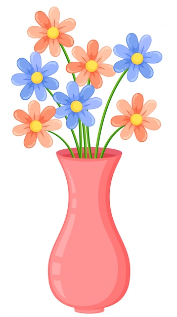 A pink vase with flowers | Premium Vector