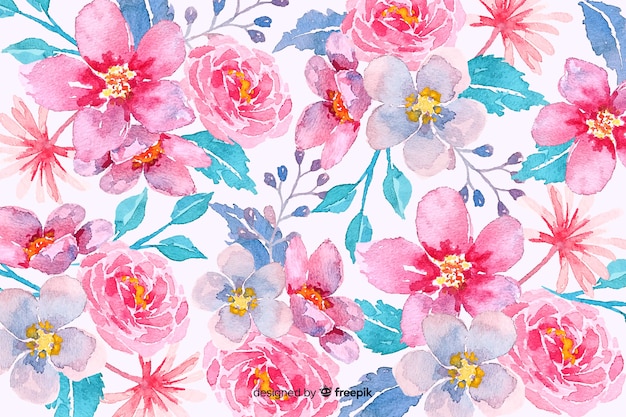 Download Pink watercolor floral background Vector | Free Download