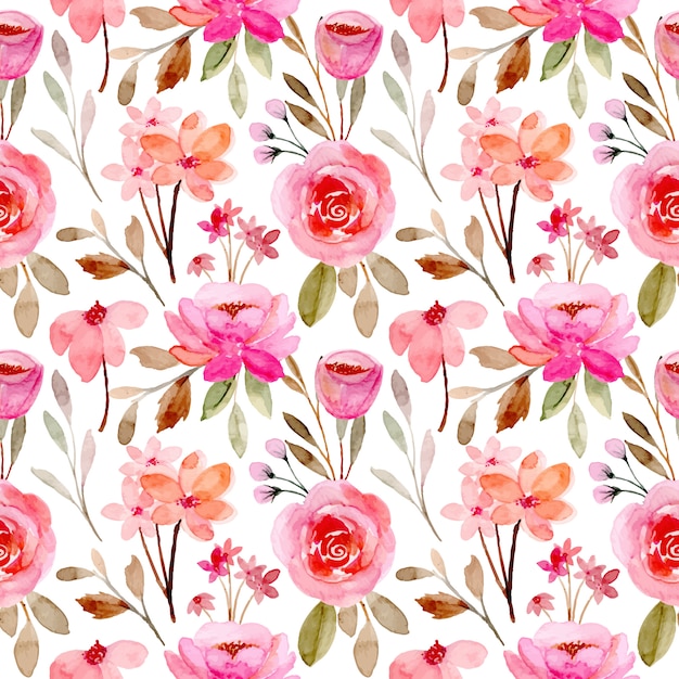 Premium Vector | Pink watercolor floral seamless pattern