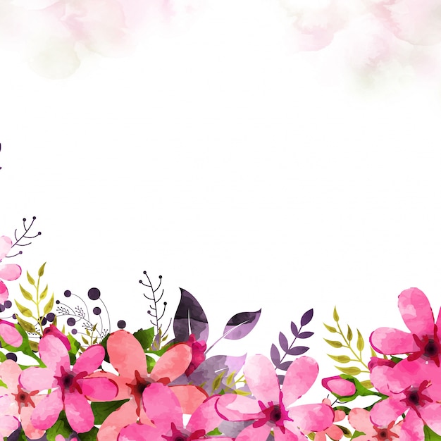 Download Pink watercolor flowers decorated background. Vector ...