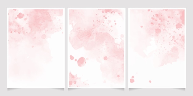 ピンクの水彩ウェットウォッシュスプラッシュ招待カード背景テンプレートコレクション プレミアムベクター