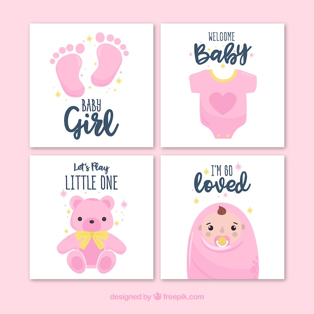 Download Pink welcome baby cards Vector | Free Download