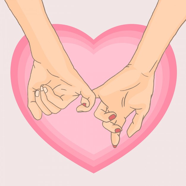 Download Pinky promise with pink heart shape | Premium Vector