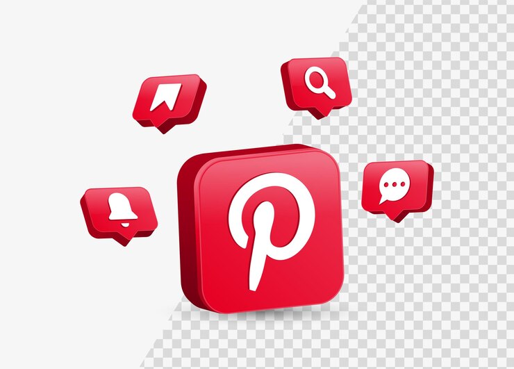 Premium Vector | Pinterest icon 3d logo in square for social media