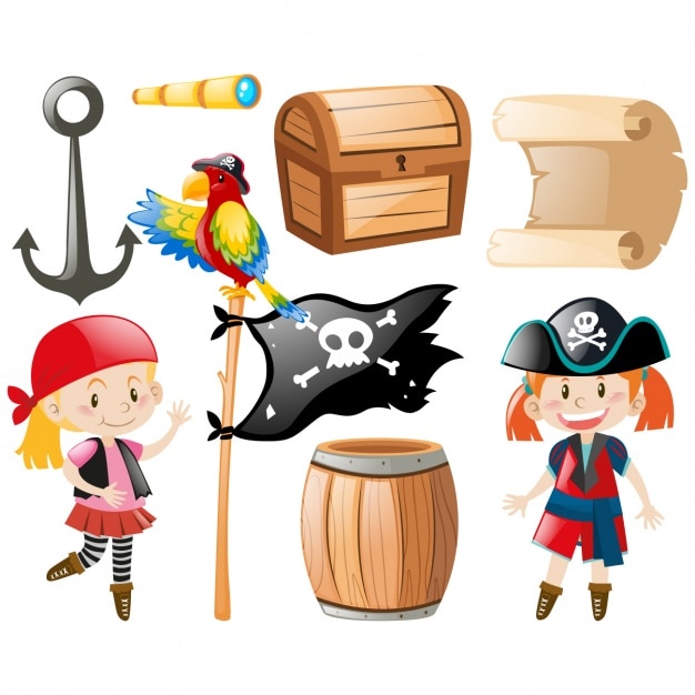 Free Vector | Pirate elements collection