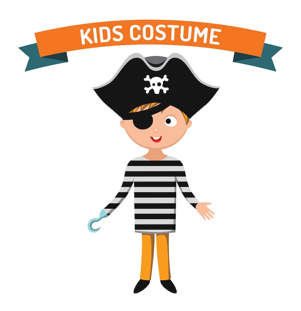 Premium Vector Pirate Kid Costume Isolated Vector Illustration