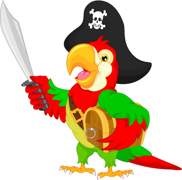 Premium Vector | Pirate parrot cartoon