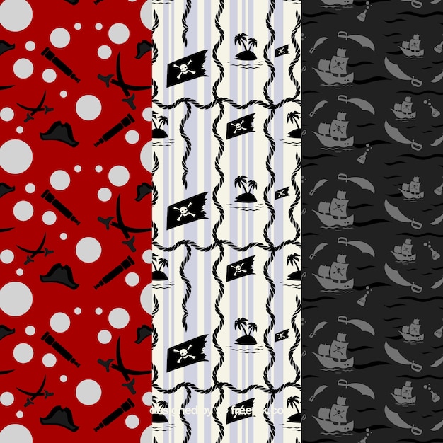 Pirate pattern background collection Vector Free Download