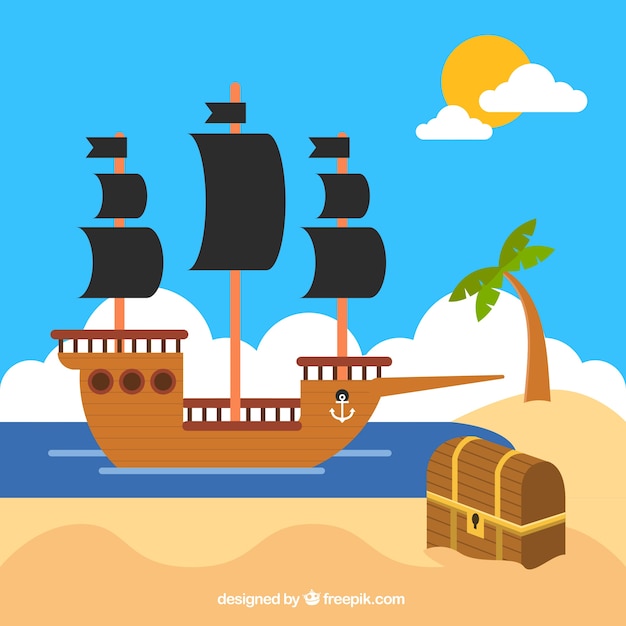 Cartoon Pirate Ship Background