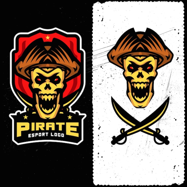 Premium Vector | Pirate skull esports logo