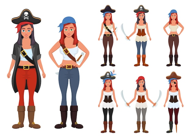 Premium Vector Pirate Woman Illustration Isolated On White