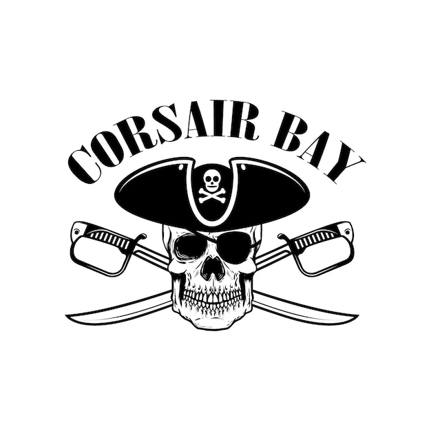 Pirates. emblem template with swords and pirate skull. element for logo ...