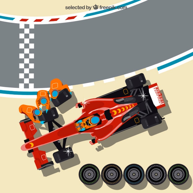 Pit stop in top view