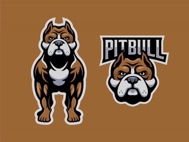 Premium Vector | Pitbull set logo mascot