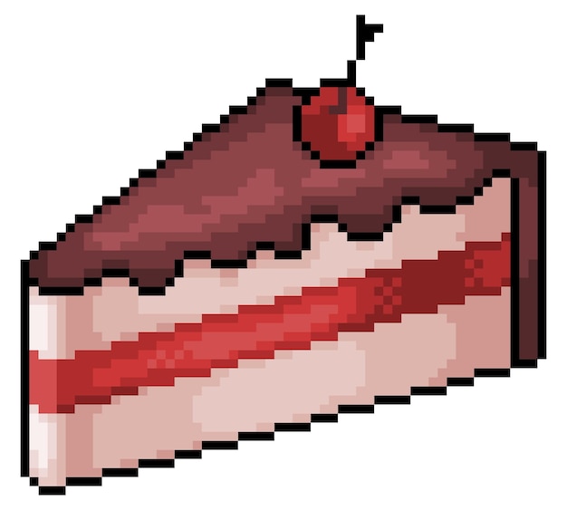 Premium Vector | Pixel art cake bit game item isolated on white