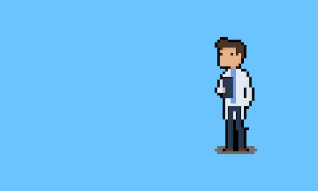 Pixel art cartoon doctor character. Vector | Premium Download