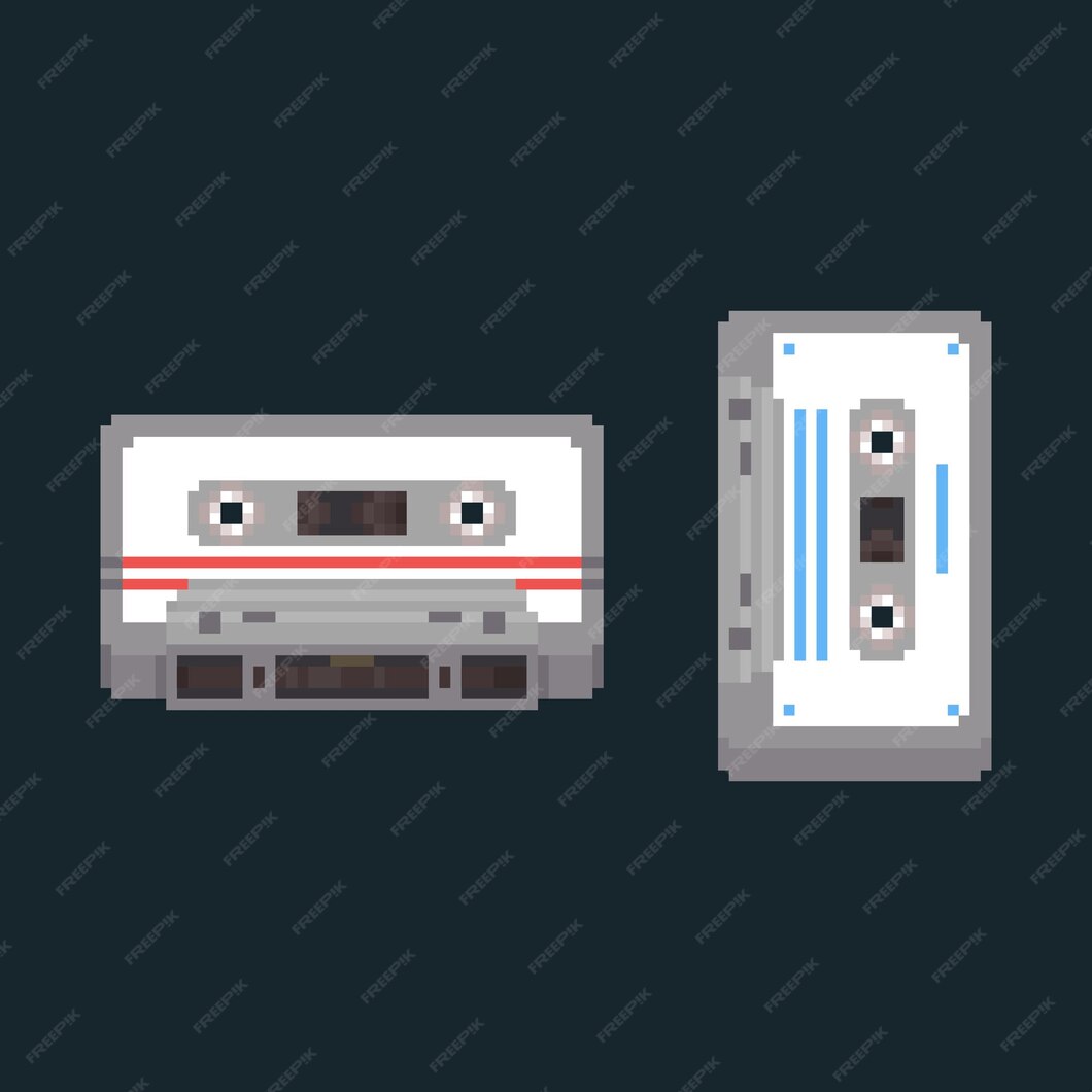 Premium Vector | Pixel art cassette tape