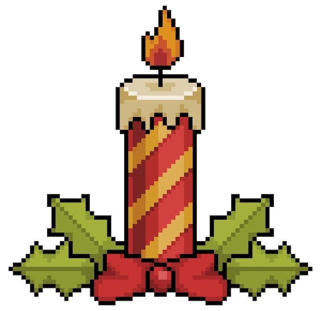 Premium Vector  Pixel art christmas candles christmas decoration bit game item