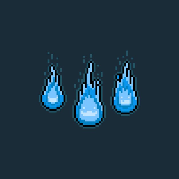 Pixel Art Cute Blue Flame Spirit Vector Premium Download