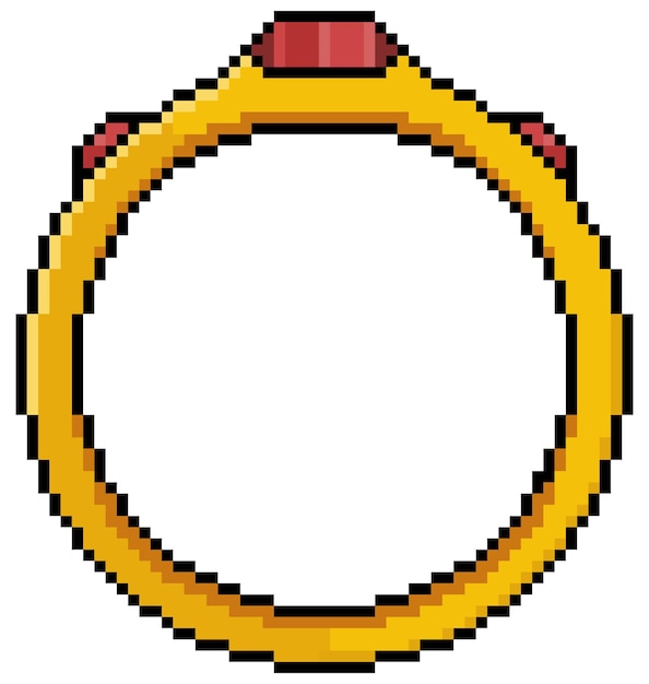 Premium Vector | Pixel art golden ring icon for 8bit game on white ...