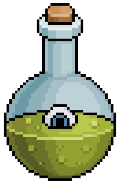 Premium Vector | Pixel art halloween magic potion icon for 8bit game on