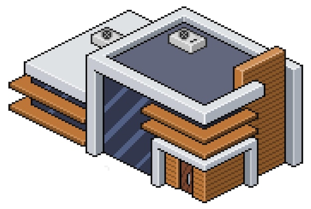 Premium Vector Pixel Art Isometric Modern House Construction For Bit Game