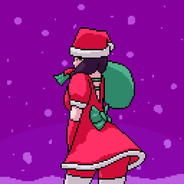 Premium Vector Pixel Art Santa Claus Girl