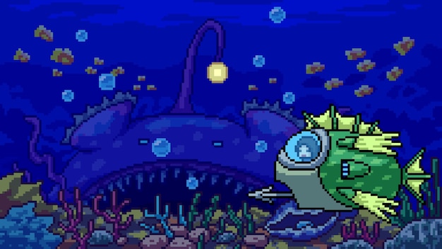 Underwater Pixel Art Background