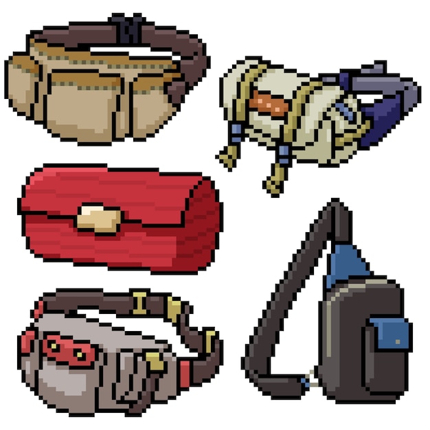 Premium Vector Pixel Art Set Isolated Bag Fashion 5569