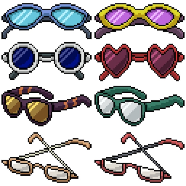 Premium Vector Pixel Art Set Isolated Glasses Fashion 7067