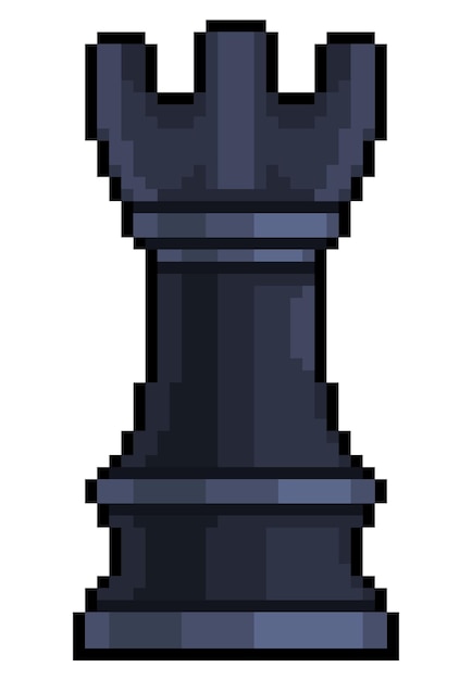 Premium Vector Pixel Art Tower Chess Piece For 8bit Game On White Background