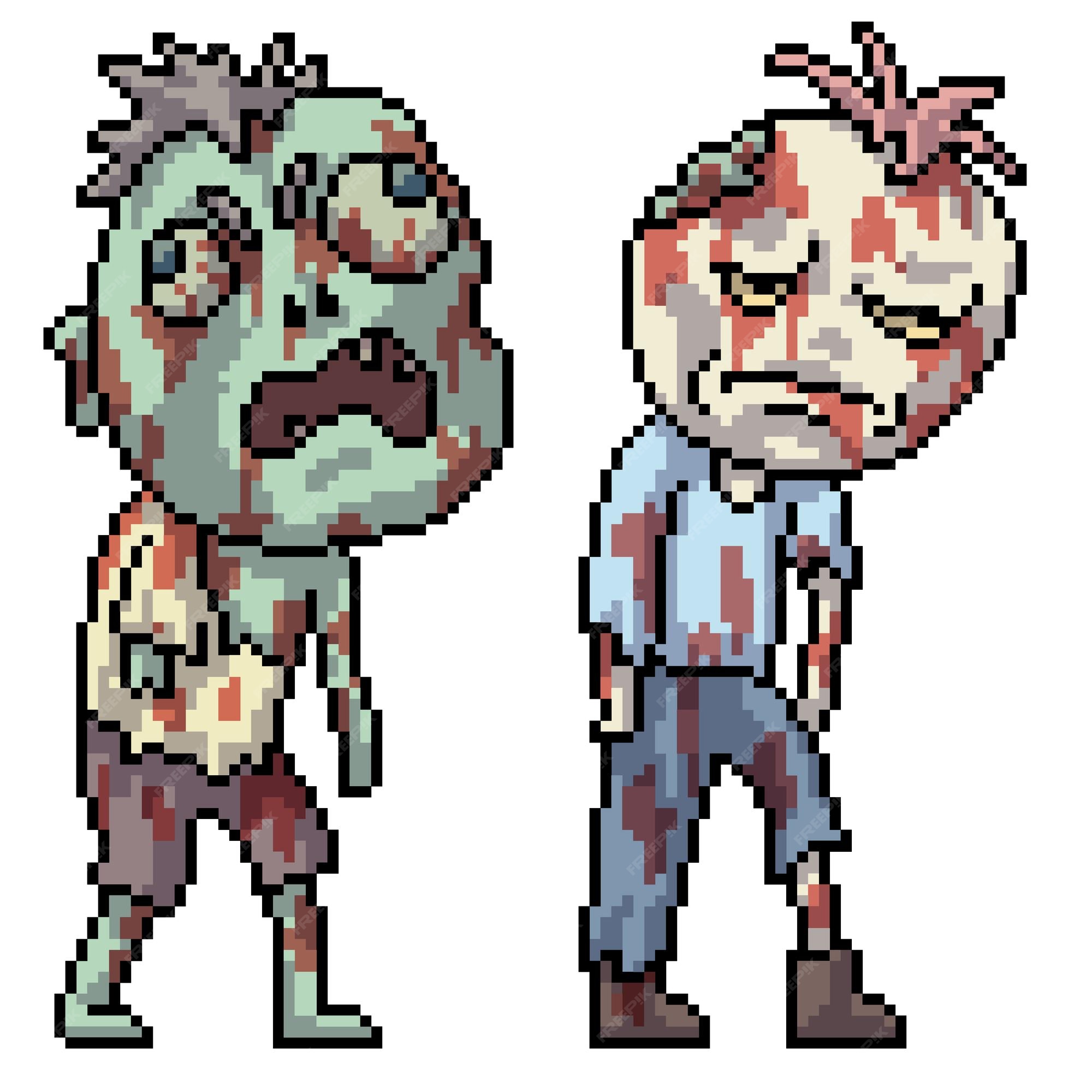 Premium Vector | Pixel art of zombie walking halloween