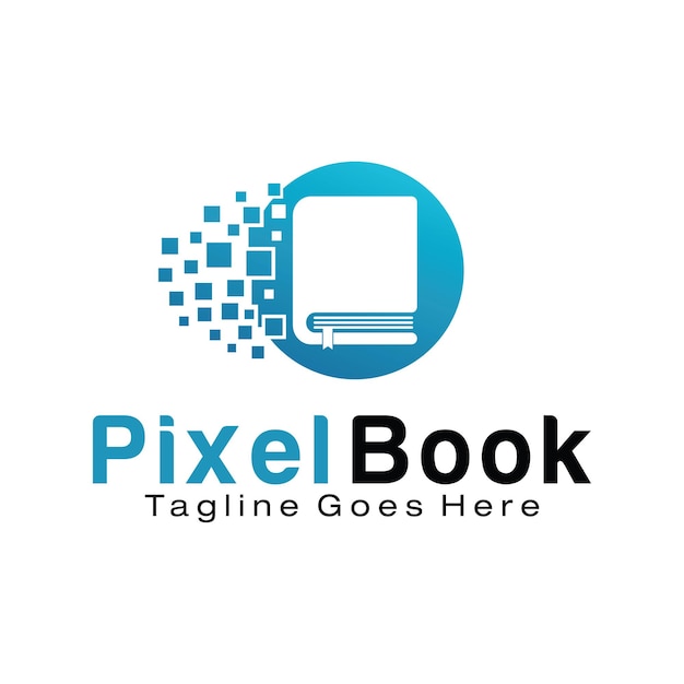 Premium Vector | Pixel book logo design template