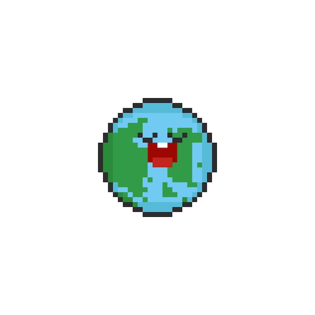 Premium Vector | Pixel cartoon earth
