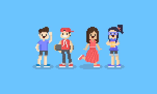 Premium Vector | Pixel cartoon teen character.8bit.