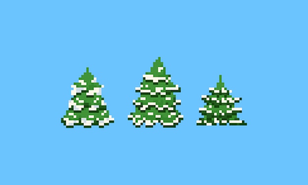 Download Pixel christmas tree with snow. | Premium Vector