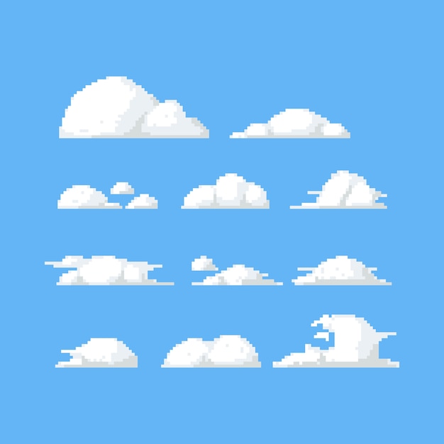 Premium Vector | Pixel cloud set.