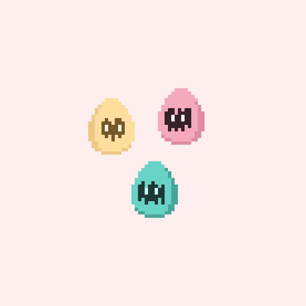 Premium Vector | Pixel crack eggs with face