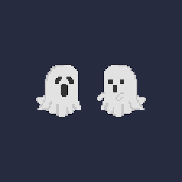 Premium Vector | Pixel double halloween ghost