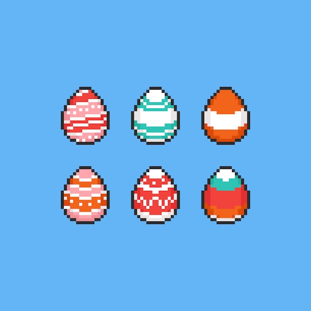 Premium Vector Pixel Easter Egg Set