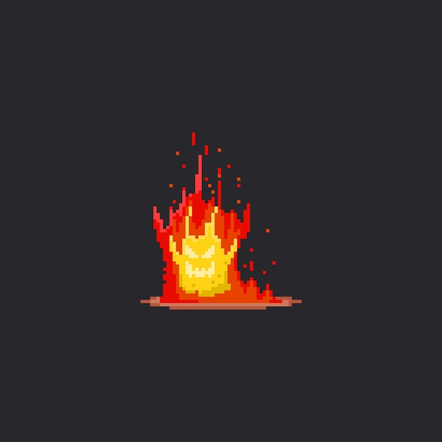 Premium Vector | Pixel fire monster