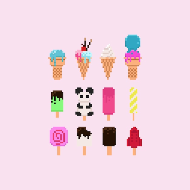 Premium Vector Pixel Ice Cream Set