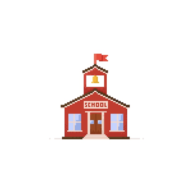 Premium Vector | Pixel school building