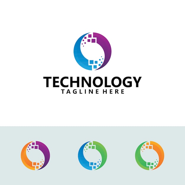 Pixel Tech Logo Icon Illustration Vector Premium Vector