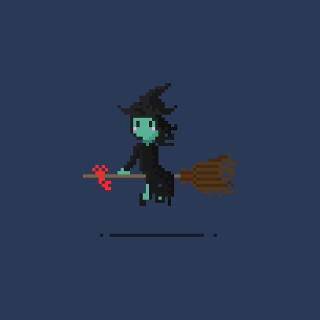 Premium Vector | Pixel witch