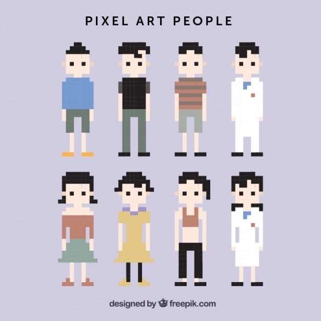 Pixelated characters | Free Vector