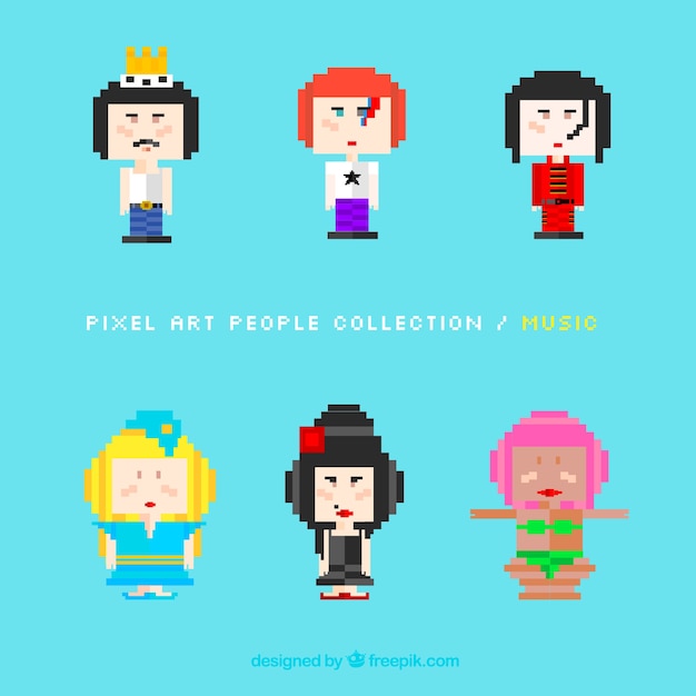 Download Free Vector | Pixelated music character pack