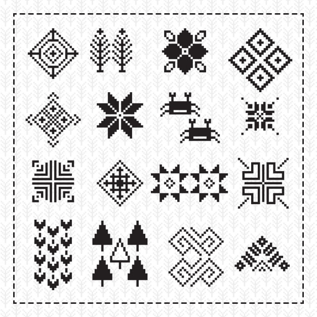 Pixelated ornaments collection Vector | Free Download